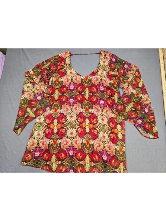 Show Me Your Mumu Womens Gabby MIni Dress Medium Floral V-Neck Long Sleeve - Picture 3 of 6